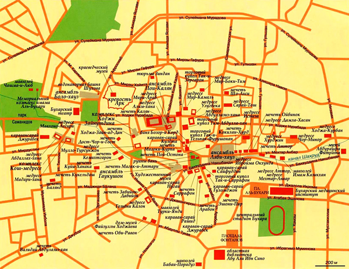 карта города Бухара