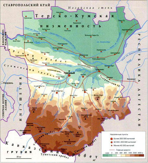 карта Чечни