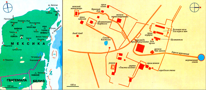 карта Чичен-Ица