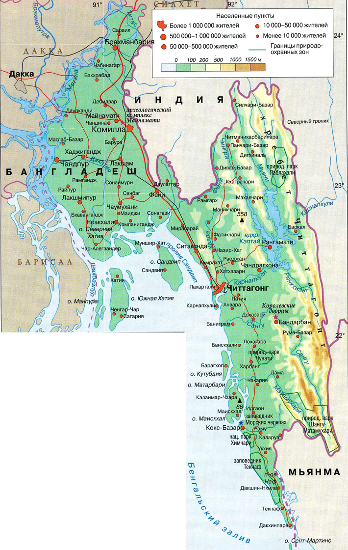 область Читтагонг на карте
