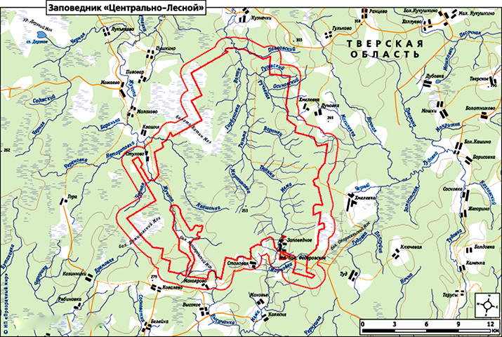 Центрально-Лесной заповедник на карте