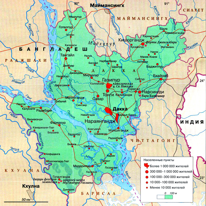 область Дакка на карте