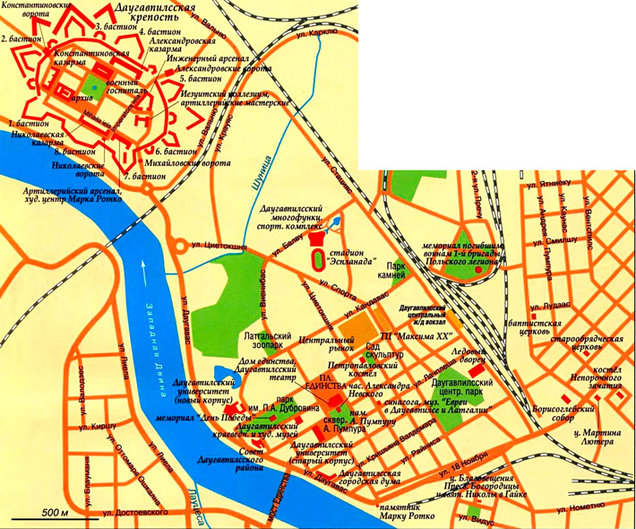 карта города Даугавпилс