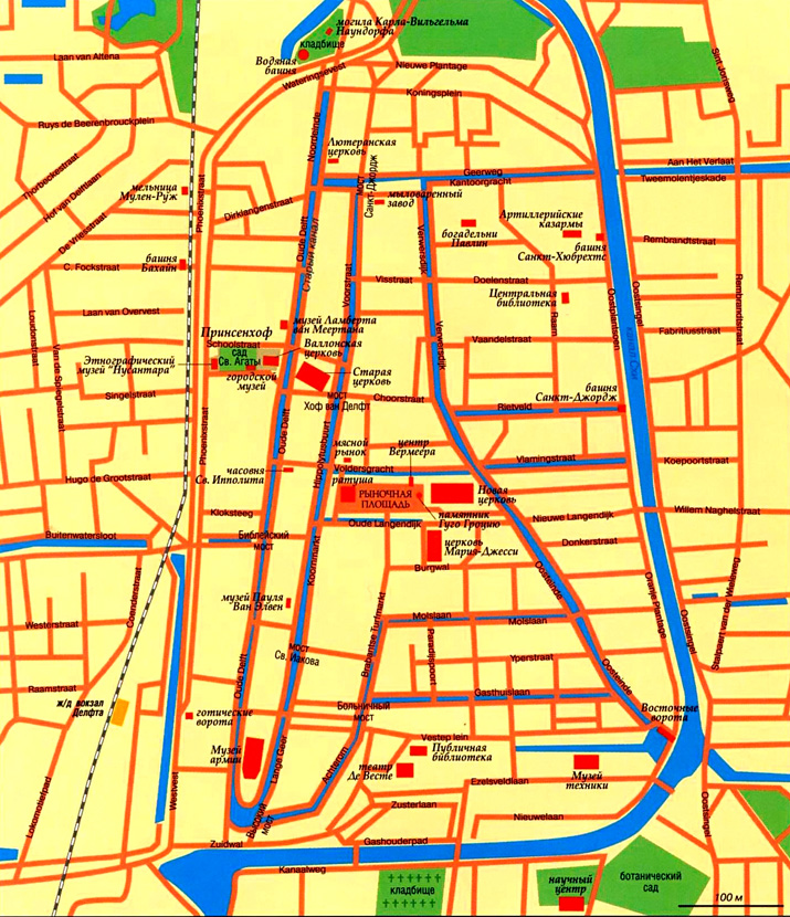 карта города Делфт