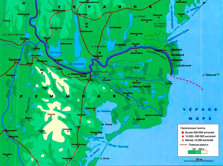 Дельта Дуная на карте