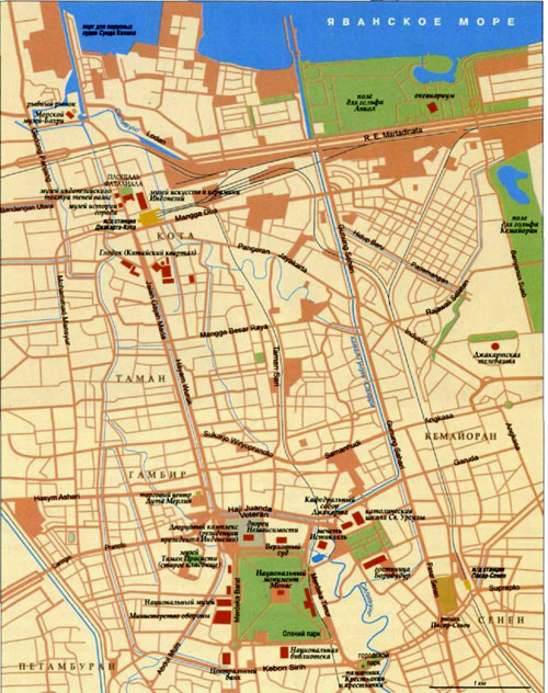 Город Джакарта - географическая карта - столица Индонезии