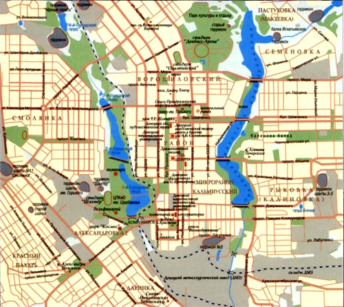 Карта Донецка