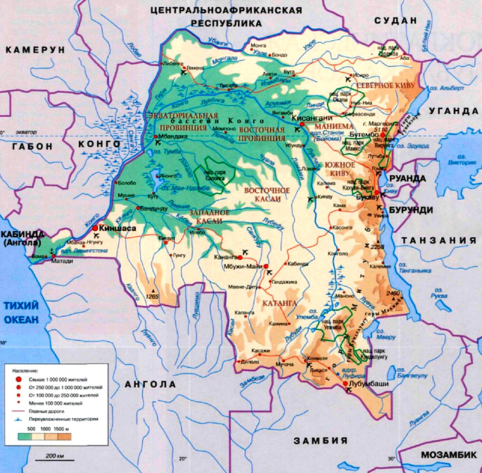 Демократическая Республика Конго на карте
