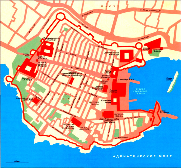 карта Дубровника