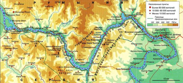 Железные Ворота Дуная на карте