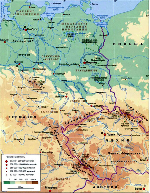 Река Эльба, географическая карта, Река в Центральной Европе