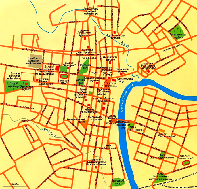 карта города Елец