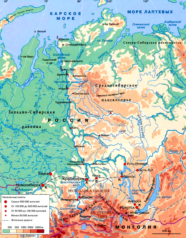 Направление рек в россии карта