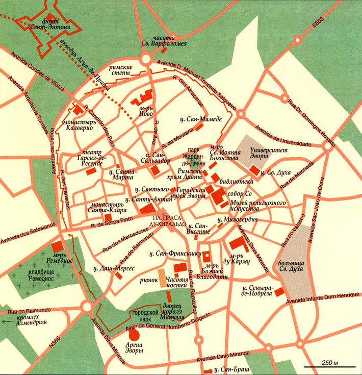 Карта города Эвора