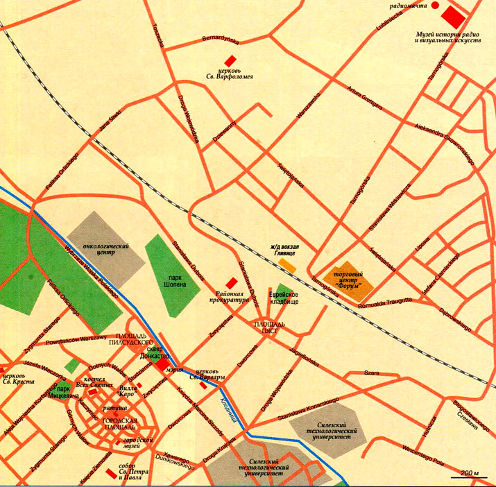 карта города Гливице