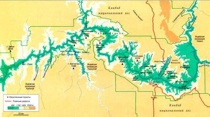 Гранд-Каньон на карте