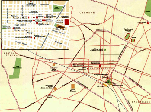 Город Гваделахара на топографической карте, Мексика.