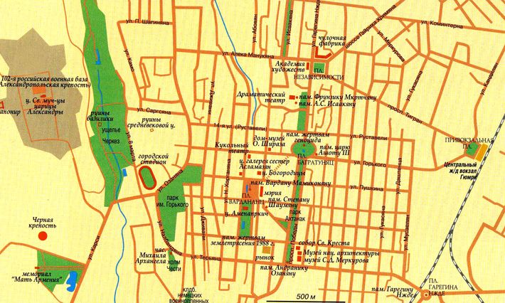 карта города Гюмри