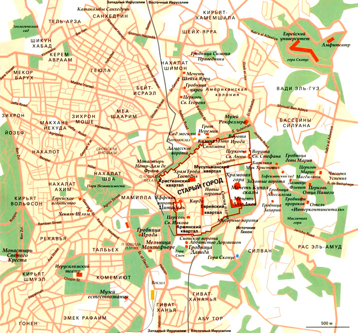 карта города Иерусалим