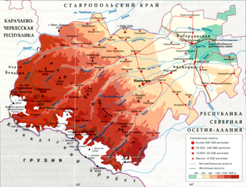 Кабардино-Балкария на карте.