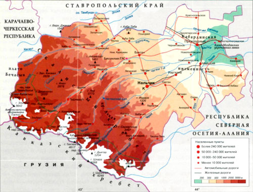 Карта автодорог кабардино балкарии