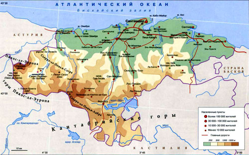 карта Кантабрии