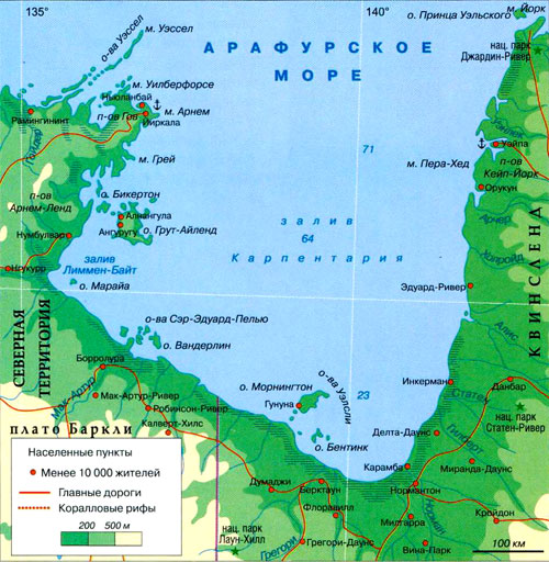 залив Карпентария на карте
