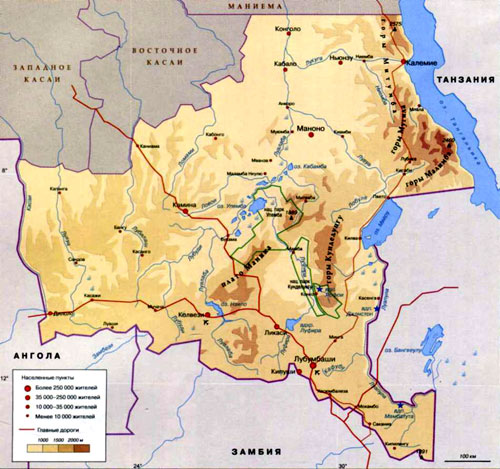 Катанга на карте (Конго, Африка)