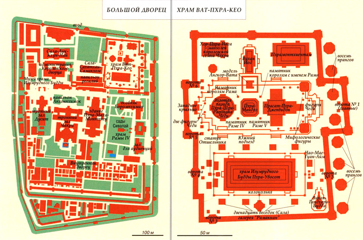 Королевский дворец и храм Ват-Пхра-Кео на карте
