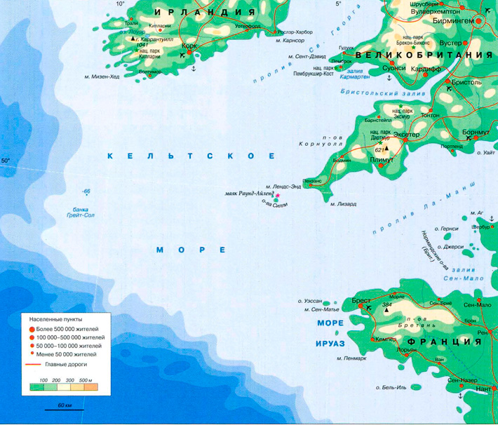 Кельтское море на карте