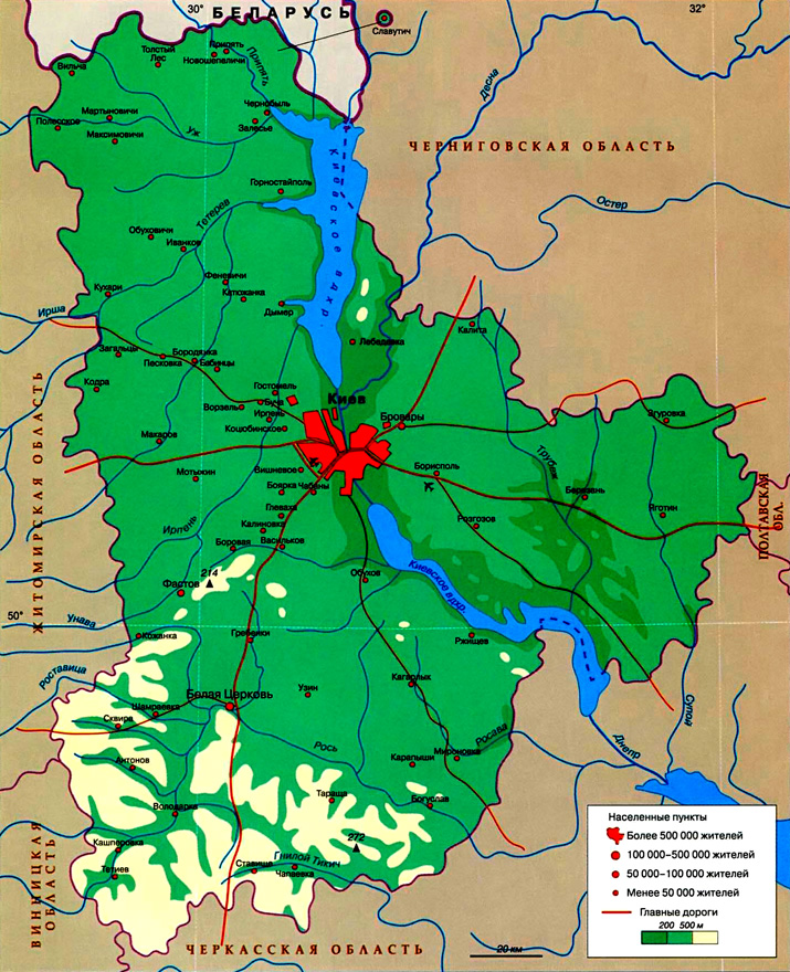 Киевскую область на карте