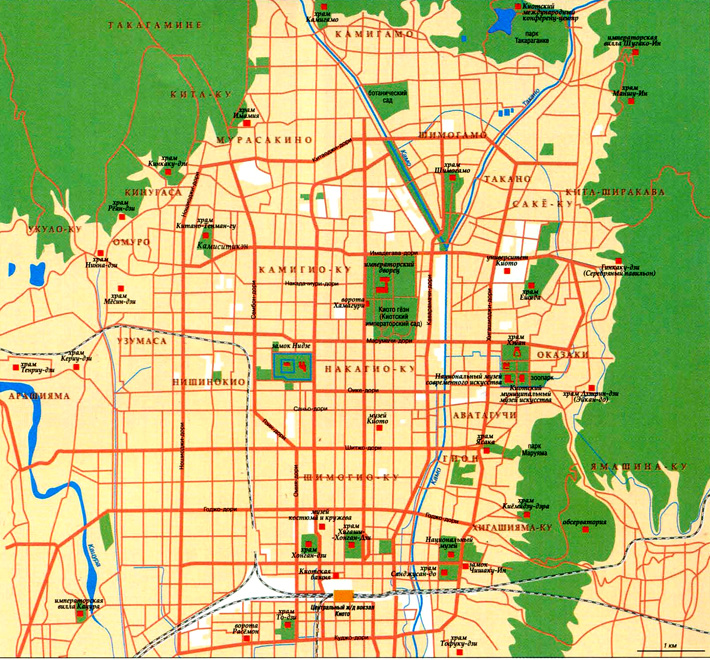 карта города Киото