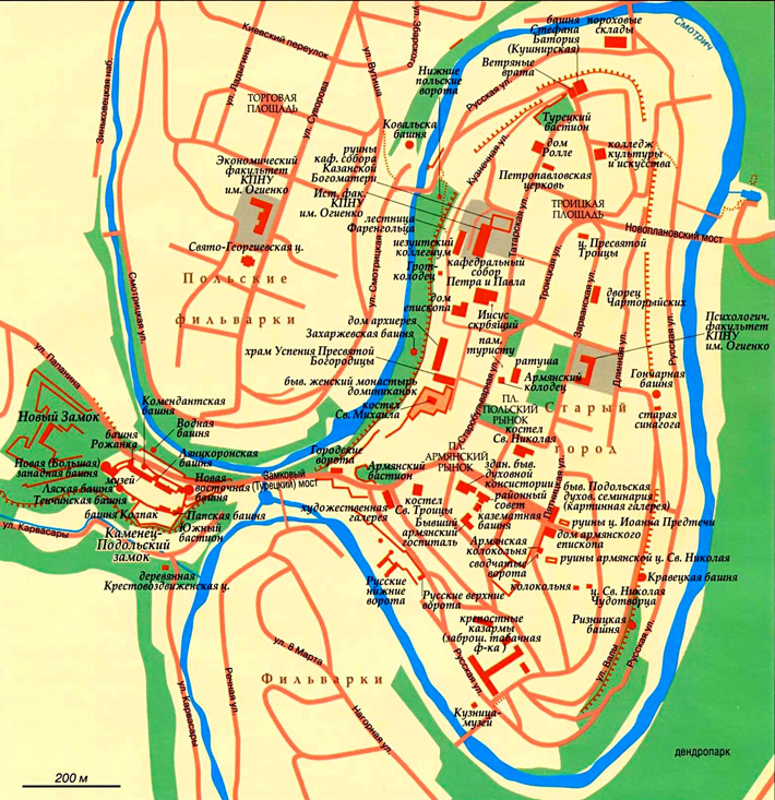 Карта города Каменец-Подольский