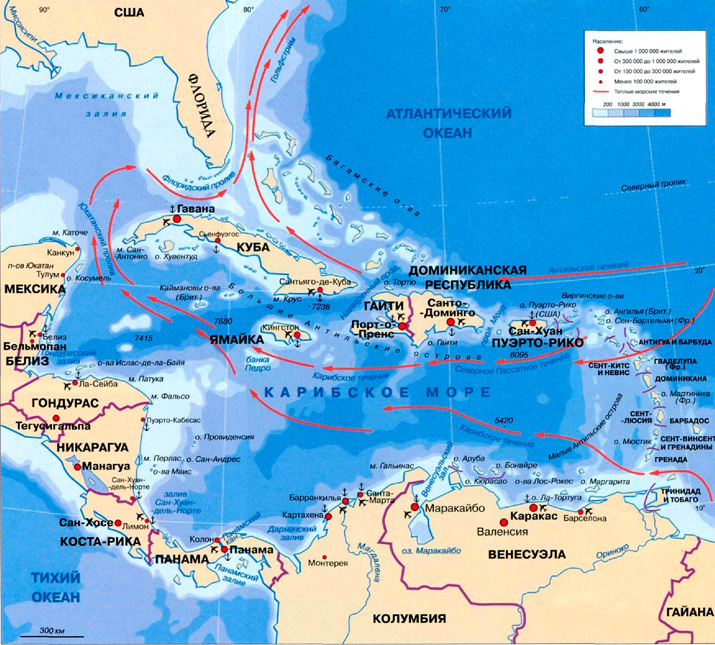 Карибское море на карте