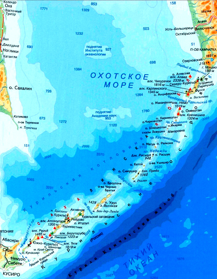 Курилы (Курильские острова) на карте
