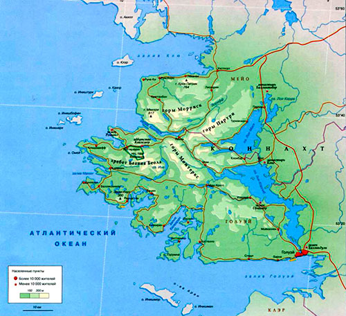 Коннемара на карте (Ирландия)