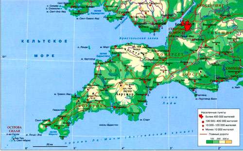Полуостров Корнуолл на карте