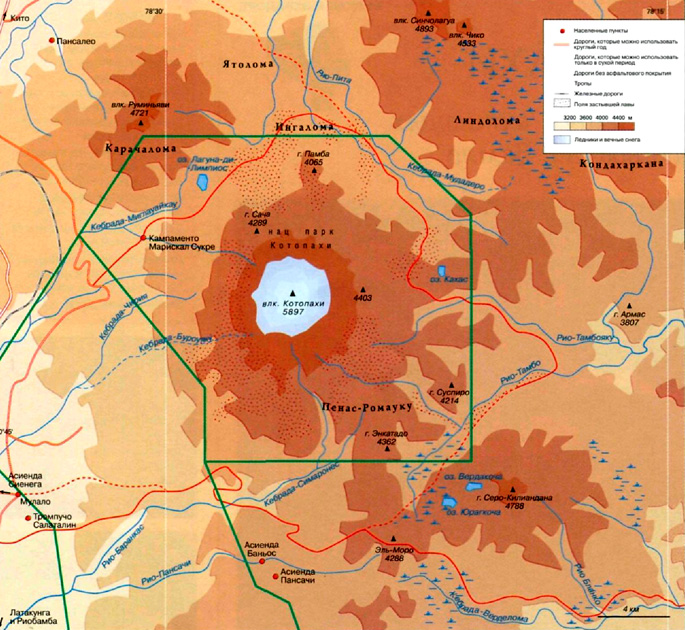Вулкан Котопахи на карте