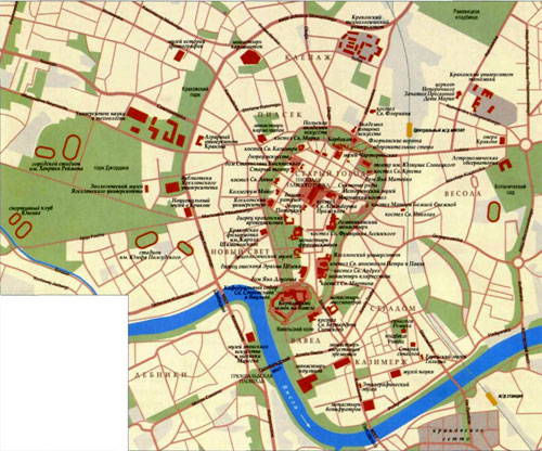 Город Краков на карте.