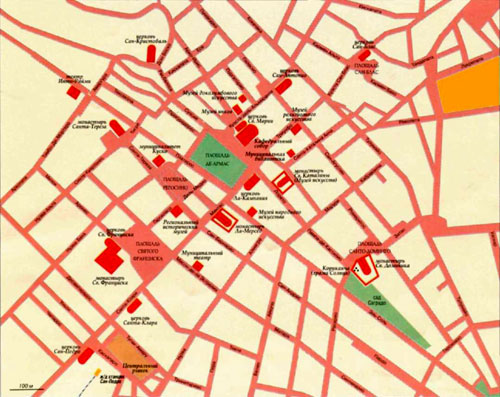Город Куско на топографической карте.