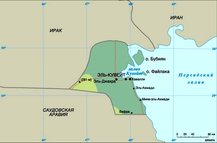 карта Кувейта