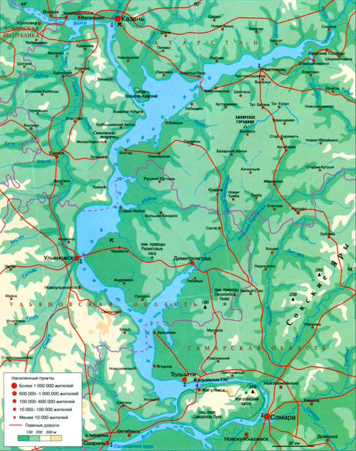 Куйбышевское водохранилище на карте