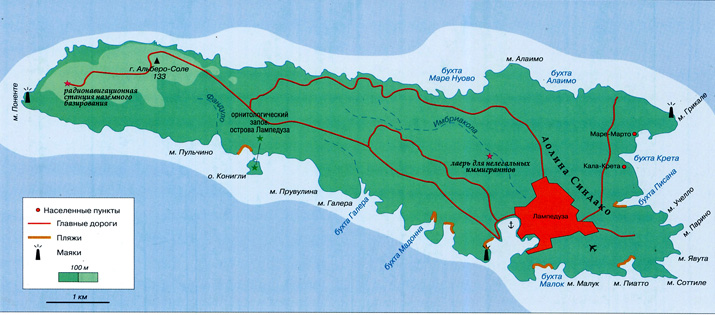 карта остров Лампедуза
