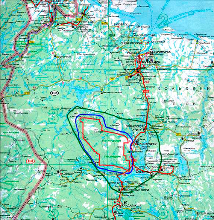 карта Лапландского заповедника