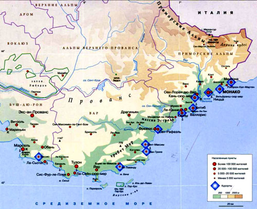 Карта Лазурный берег