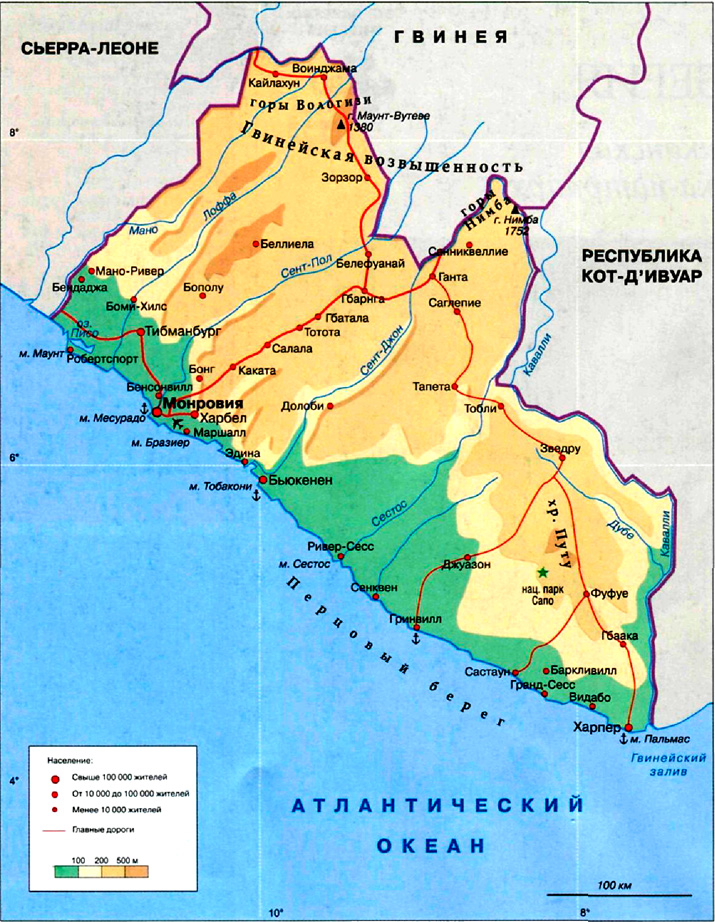 карта Либерии