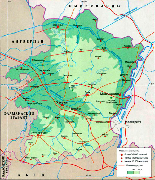 Карта провинции Лимбург (Бельгия)
