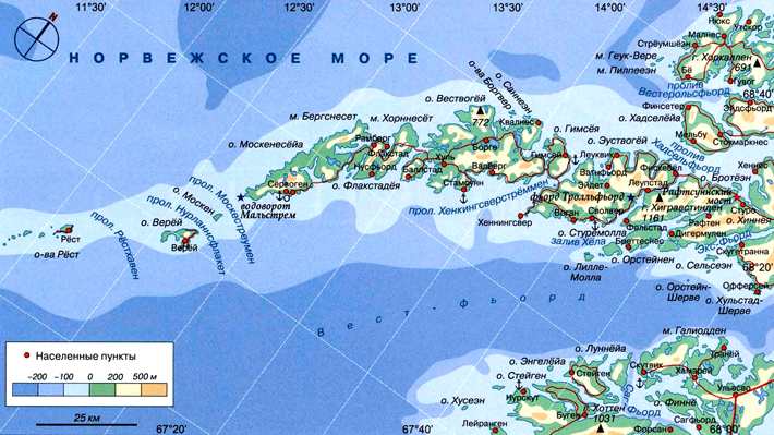 Лофотенские острова на карте