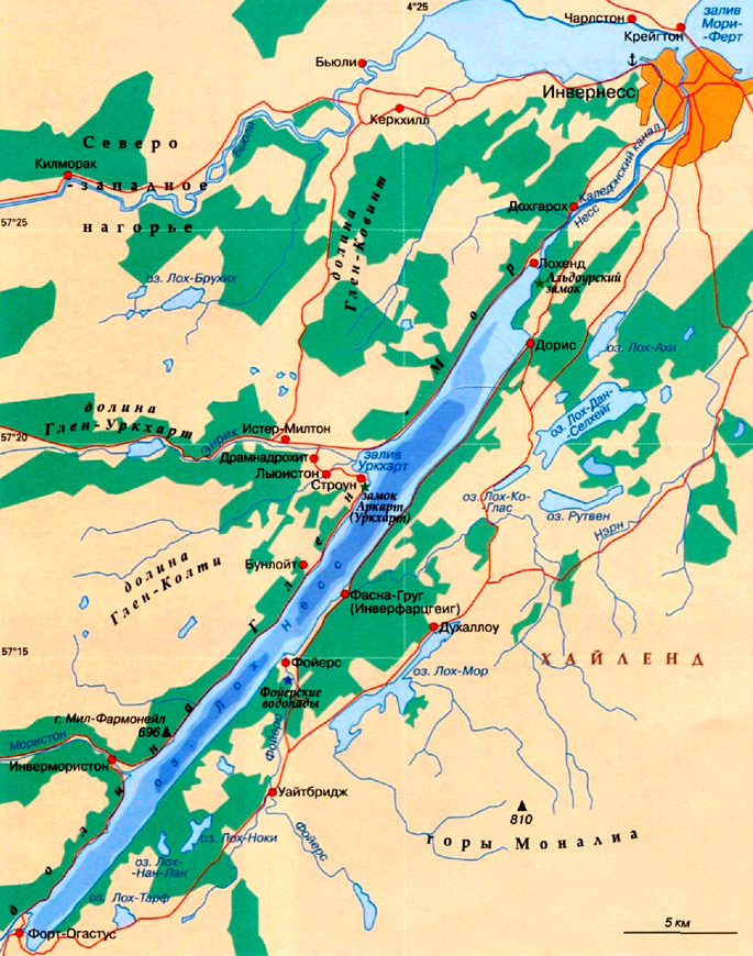 озеро Лох-Несс на карте
