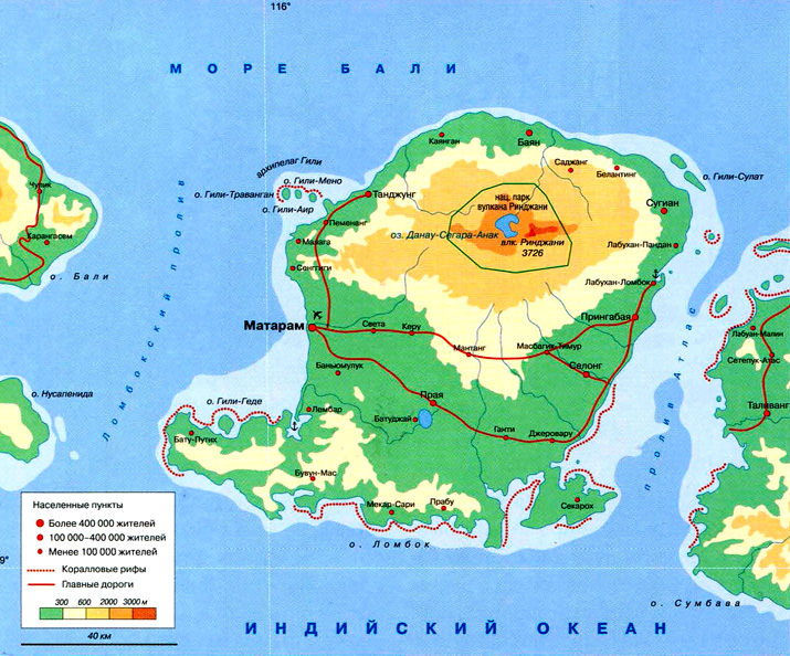 карта острова Ломбок